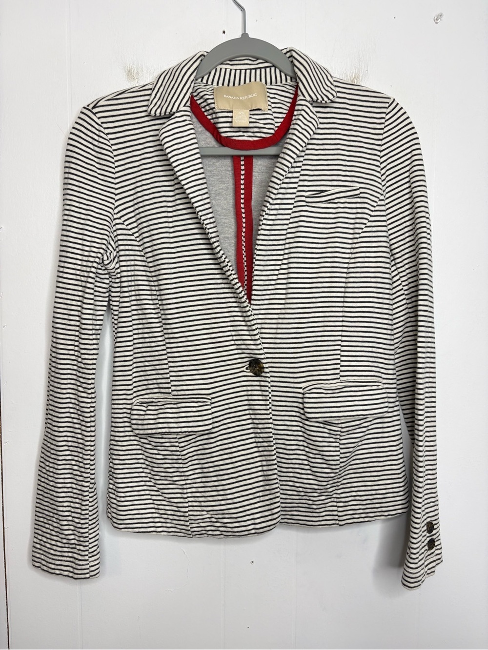 Banana Republic Blazer Womens XS One Button Striped Ponte Stretch Unlined Work